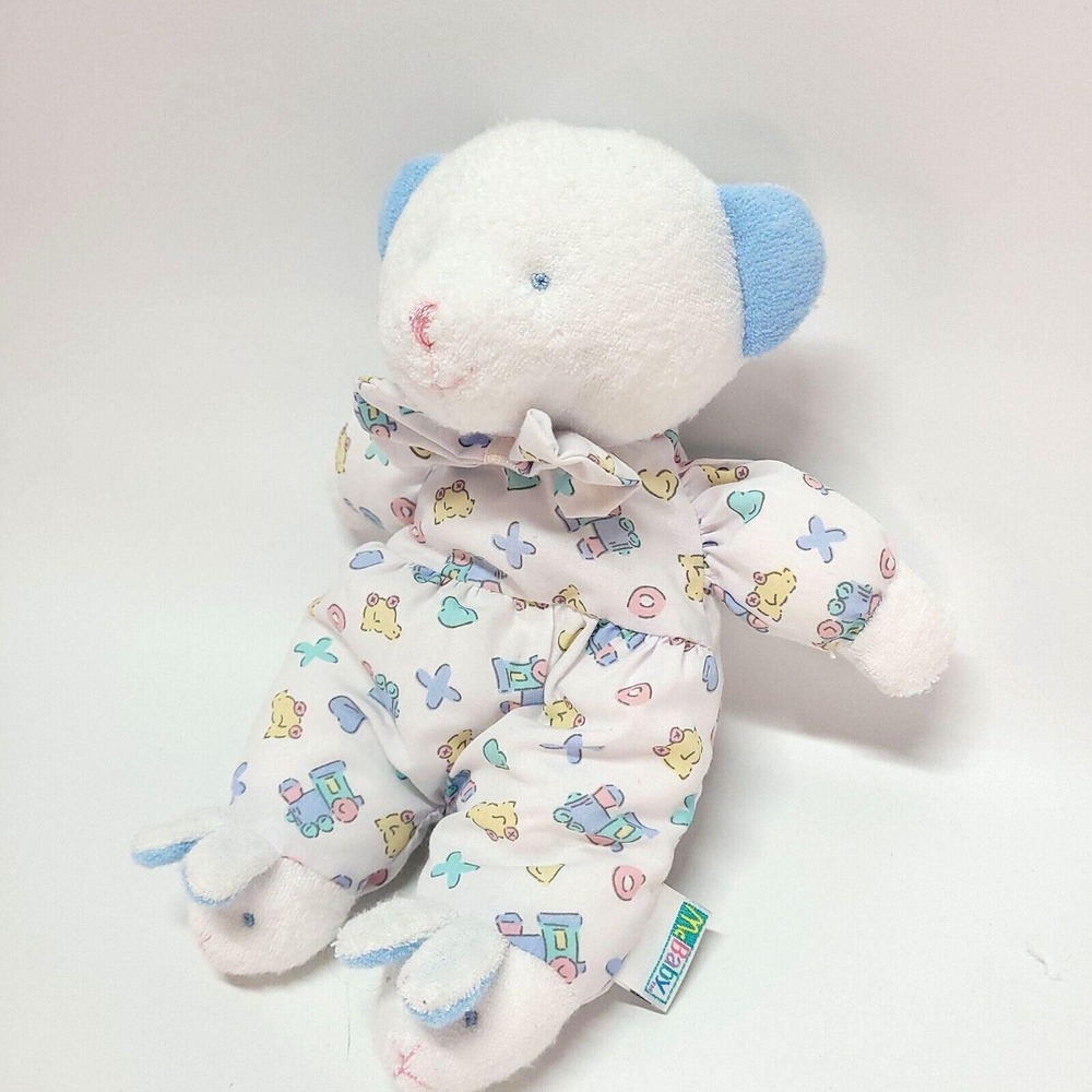 McBaby Terrycloth Bear Plush Rattle 9" Soft Dreams Vtg Stuffed Bunny Slippers